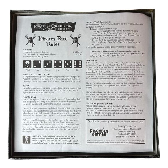 Disney Pirates Of The Caribbean "Pirate's Dice" Game Dead Man’s Chest 100% - Picture 10 of 16